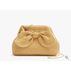 J Crew Straw Bow Clutch with Chain Handle NWT ***